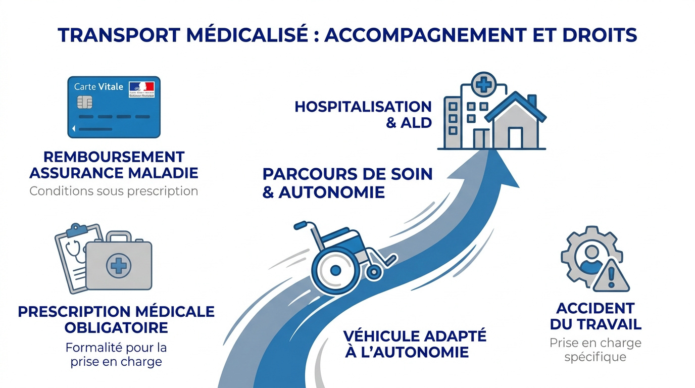 Ambulance et personnel soignant assurant un transport médicalisé sécurisé